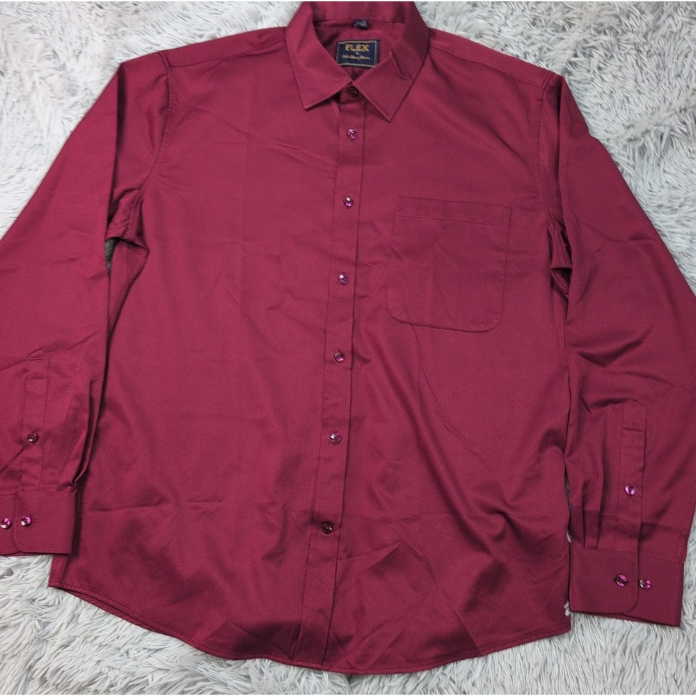 Flex Shirt Mens L Luxury Italy Button Up Career Preppy Pocket Comfort